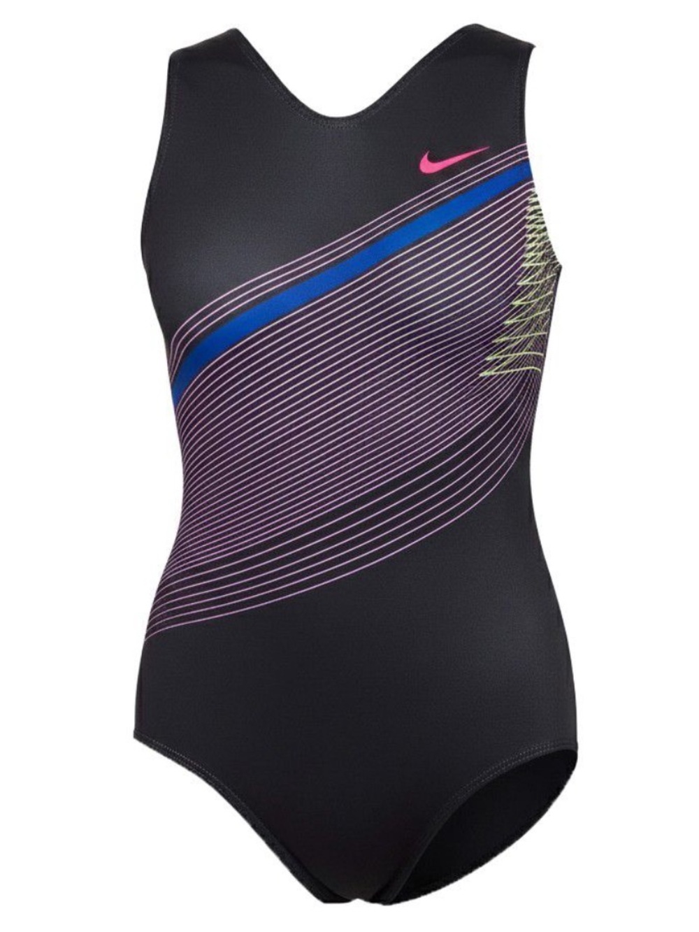 NWT Nike Girls' black Diagonal Stripe Printed Performance Tank Leotard